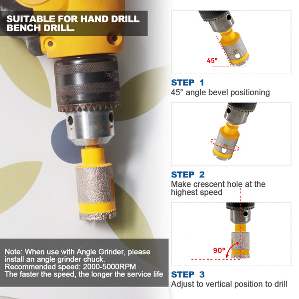 HIGHDRIL Diamond Drilling Milling Bit 1pc or 2pcs 20/25mm Porcelain Ceramic Marble Granite Hole Saw Triangular Handle