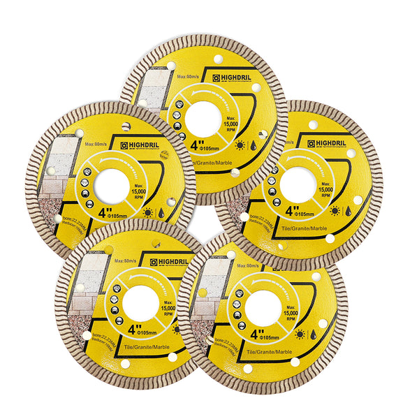 HIGHDRIL Diamond Super Thin S Ripple Saw Blade for Ceramic Tile Granite Marble Dia 4''/4.5''/5''/6''/7''/8''/9''/10''