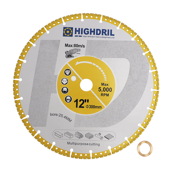 HIGHDRIL Diamond Vacuum Brazing Universal Saw Blade Plating Sand Dry Cutting Disc for Granite Aluminum Masonry Plastic PVC