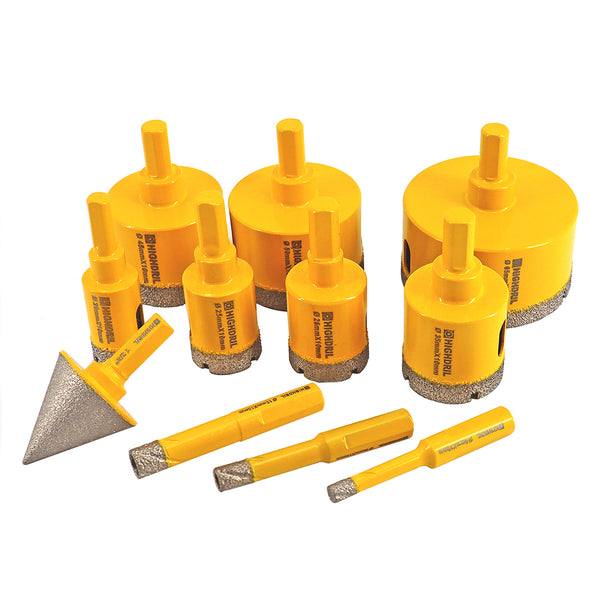 HIGHDRIL Diamond Drill Bits Kit for Drill Core Holes On Granite Marble Masonry 1set/11pcs