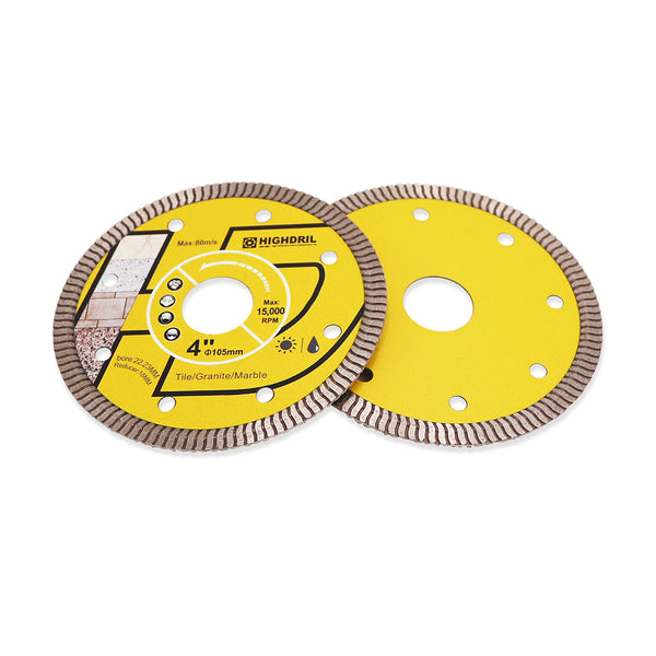 HIGHDRIL Diamond Super Thin S Ripple Saw Blade for Ceramic Tile Granite Marble Dia 4''/4.5''/5''/6''/7''/8''/9''/10''