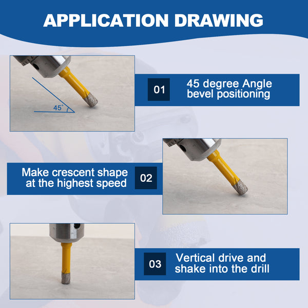 HIGHDRIL Diamond Core Bit 6pcs/set 6/6/6/6/6mm Drill Bit+ 6mm Positioning Bit Porcelain Marble Granite Hole Saw Triangle Shank