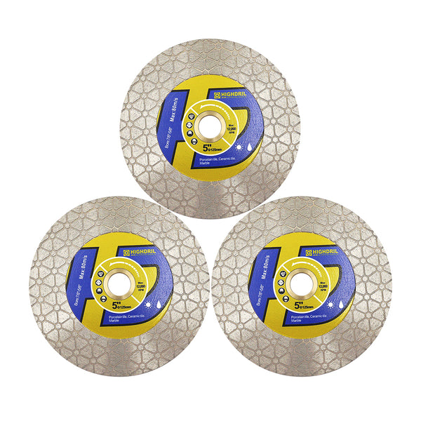 HIGHDRIL Diamond Cutting and Grinding Disc Triangular Double-sided 1/2/3/5pcs 115/125mm Marble Stone Tile Ceramic  Saw Blade