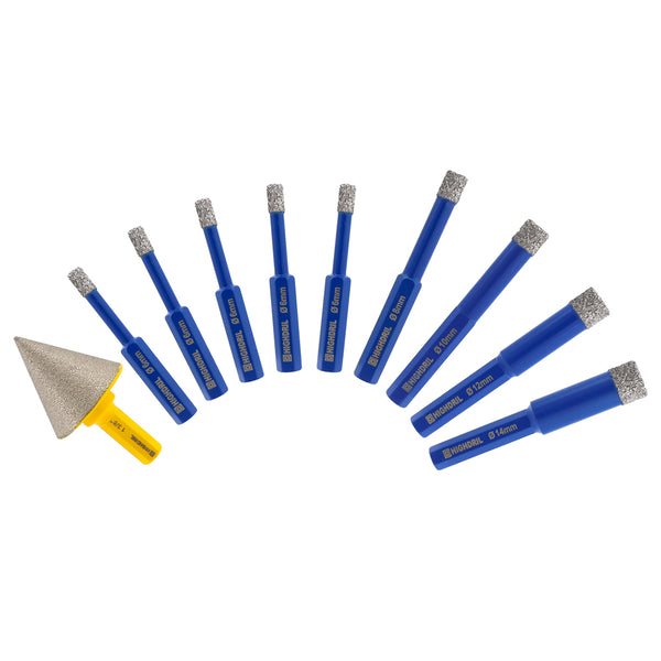 HIGHDRIL Diamond Drill Bits 8/10pcs 6/8/10/12/14/16/18mm+20mm Chamfer Granite Marble Ceramic Masonary Hole Saw Hexagon Shank