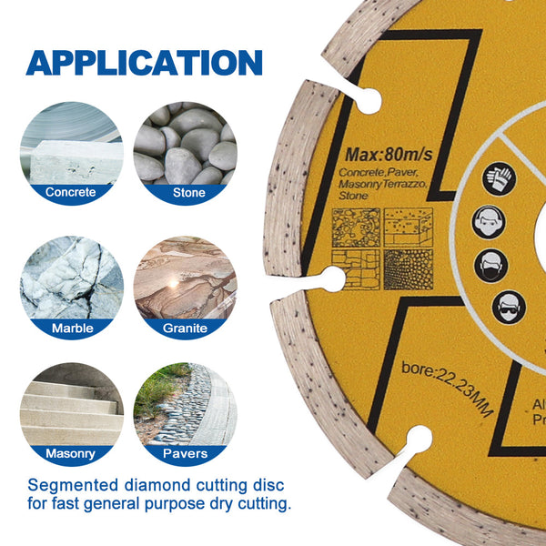 HIGHDRIL Dry Diamond Saw Blade and Corrugated Cutting Disc for Porcelain Granite Paver Concrete Dia 4''/4.5''/5'' 2pcs/set