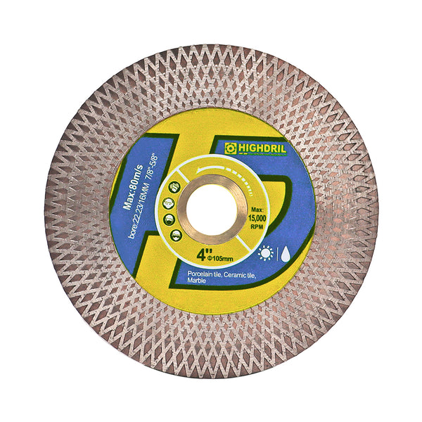 HIGHDRIL Diamond Hot Pressed Sintering Double-sides X Mesh Cutting Disc for Quartz Granite Ceramic Marble Tile 4''/4.5''/5''