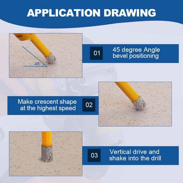 HIGHDRIL Diamond Core Bit 4pcs/set Dia 6/8/10mm Drill Bit+20mm Chamfer Bit Marble Stone Porcelain Granite M14 Thread