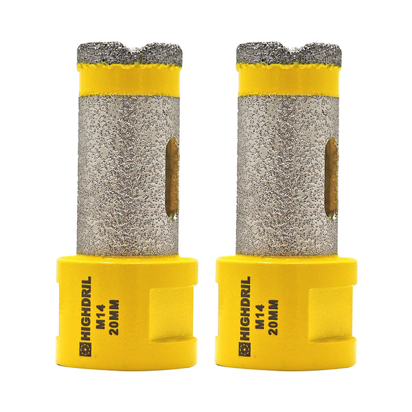 HIGHDRIL Diamond Drilling Milling Bit Vacuum Brazing 1pc or 2pcs Dia 20/25/35/50/68mm Granite Marble Porcelain Hole Saw M14 Thread