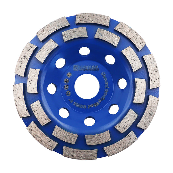 HIGHDRIL Diamond Sintered Double Row Grinding Wheel for Concrete Marble Granite Tile Dry or Wet Polishing Milling Tools 4''/4.5''/5''/7''