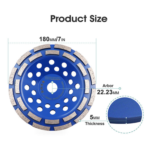 HIGHDRIL Diamond Sintered Double Row Grinding Wheel for Concrete Marble Granite Tile Dry or Wet Polishing Milling Tools 4''/4.5''/5''/7''