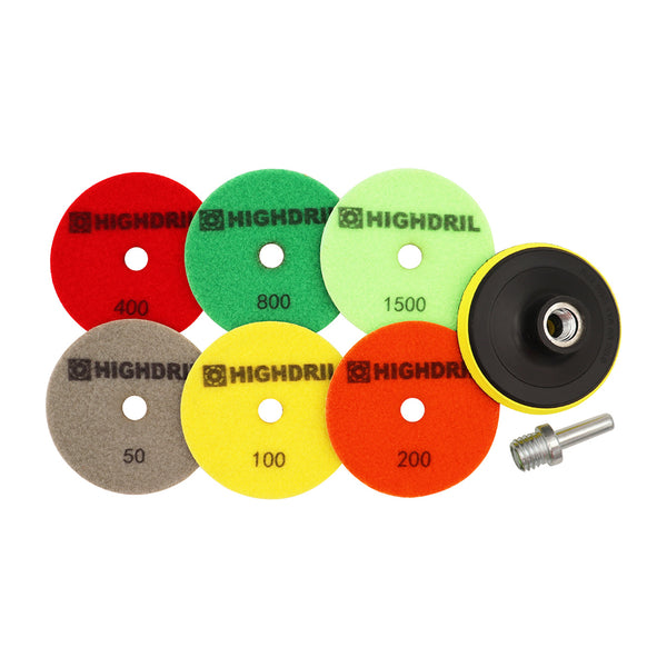 HIGHDRIL Wet Diamond Polishing Pads for Granite Marble Ceramic Dia 4 inch/100mm 6pcs/set