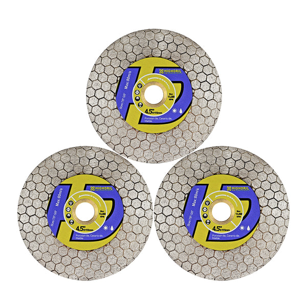 HIGHDRIL Dry Double-Side Diamond Cutting Grinding Blade for Ceramic Tile Marble Dia 4"/ 4.5''/5"