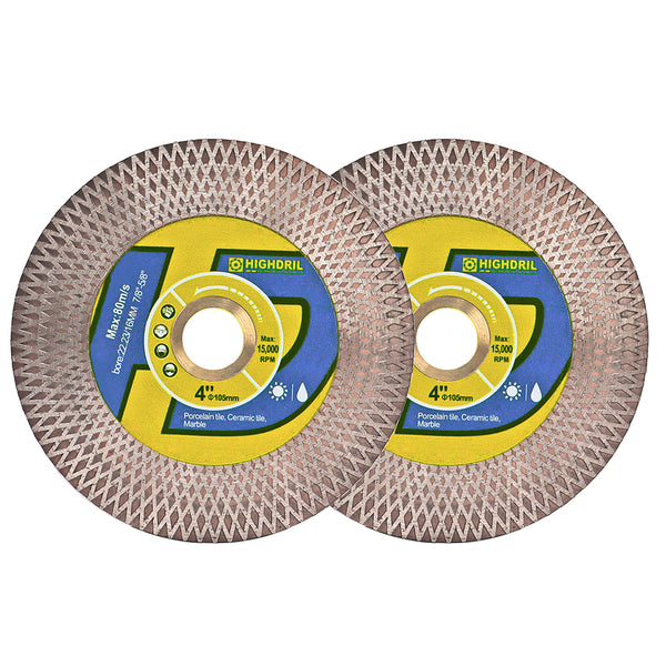 HIGHDRIL Diamond Hot Pressed Sintering Double-sides X Mesh Cutting Disc for Quartz Granite Ceramic Marble Tile 4''/4.5''/5''