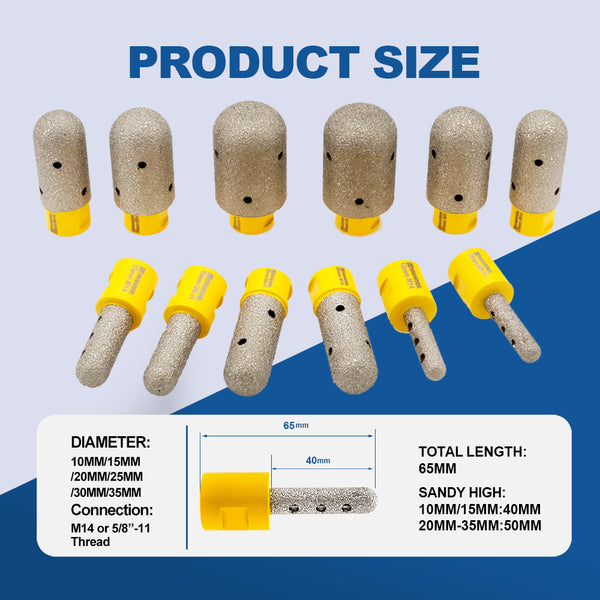 HIGHDRIL Diamond Milling Finger Bit 1pc 10/15/20/25/30/35mm Enlarge Shape for Ceramics Granite Marble Hole Saw M14 or 5/8-11