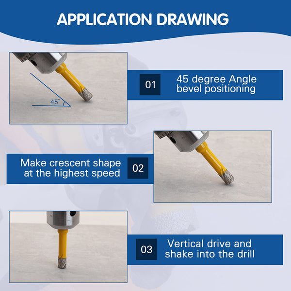 HIGHDRIL Diamond Vacuum Brazed Triangular Shank Drill Bits for Granite Marble Masonry Hard Plastic Glass Ceramic Dia 6/8/10mm