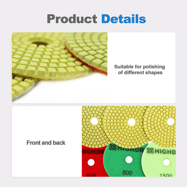 HIGHDRIL Wet Diamond Polishing Pads for Granite Marble Ceramic Dia 4 inch/100mm 6pcs/set