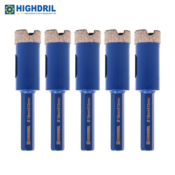 HIGHDRIL Diamond Vacuum Brazed Hexagon Shank Drill Bits for Granite Marble Masonry Hard Plastic Dia 6-38mm