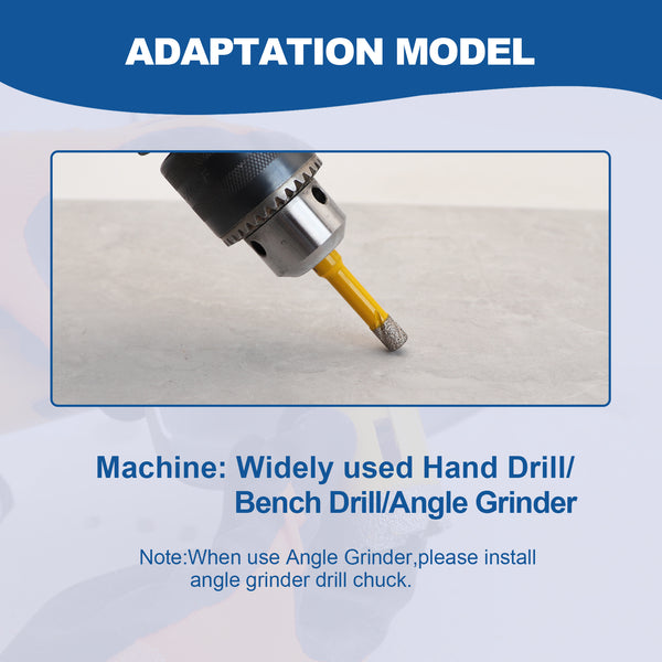 HIGHDRIL Diamond Vacuum Brazed Quick-fit Shank Drill Bits for Granite Marble Masonry Hard Plastic 6/8/10/12/14mm