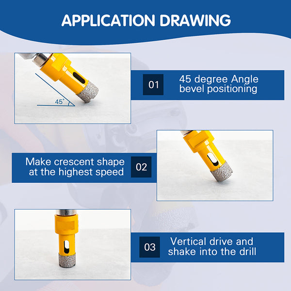 HIGHDRIL Diamond Vacuum Brazed U-groove Tooth Shape Drilling Bits with M14 Thread for Ceramic Granite Marble Stone Concrete Dia 6-125mm