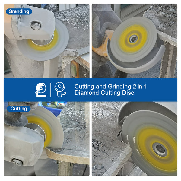 HIGHDRIL Diamond Vacuum Brazed Double-sided Cutting Disc with 5/8-11 or M14 Flange for Granite Marble Masonry Concrete 4''/4.5''/5''