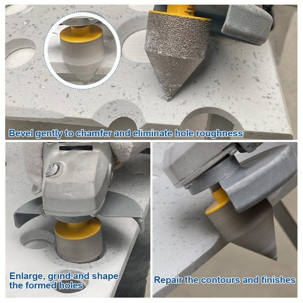 HIGHDRIL Diamond Chamfering Milling Finger Bits 5/8-11 or M14 Thread for Ceramic Porcelain Tile Granite Dia 20/25/35/50mm
