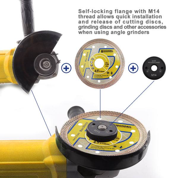 HIGHDRIL Angle Grinder Self-locking Pressure plate M14 1 or 2 pcs M14 Thread Angle Grinders Cutting Ciscs Grinding Discs