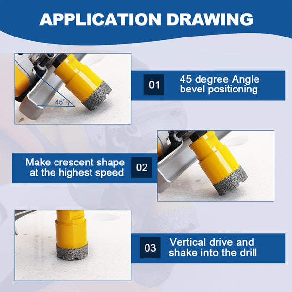 HIGHDRIL Diamond Drill Bits Kit with 5/8-11 Thread for Porcelain Tile Granite Marble 10pcs/Box 6/8/10/16/20/25/32/50mm+10mm Milling Bit+SDS Adapter