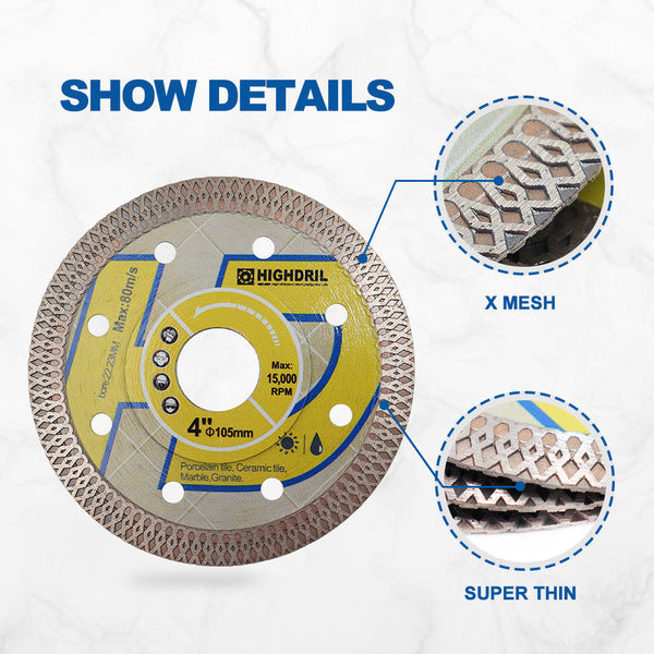 HIGHDRIL Diamond X Mesh Saw Blade for Ceramic Tile Granite Marble